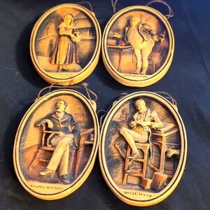 AVAILABLE-Antique Oval3D pictures from England of writer Dickens&book Characters